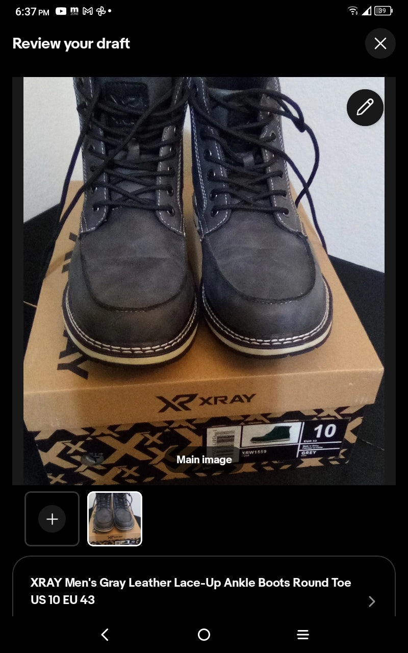 X-ray Gray Leather Boot Size 10