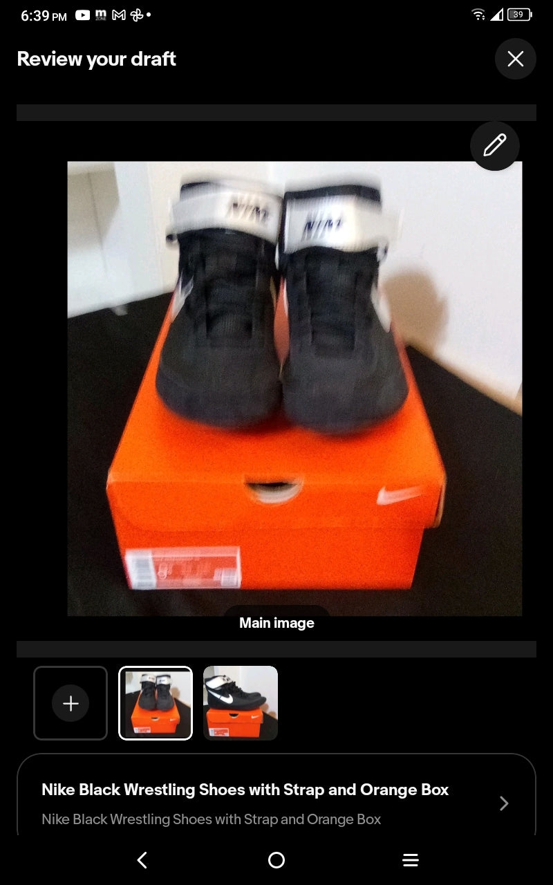Black Nike Men's Wrestling Shoe Size 9.5